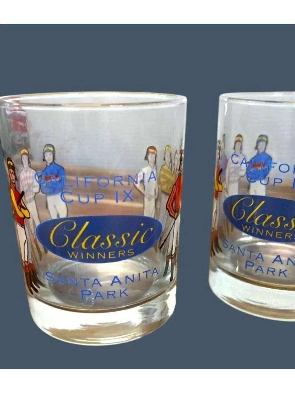 California Cup IX Santa Anita Park Jockey Glass Set Of 6 Classic Winners Horse R